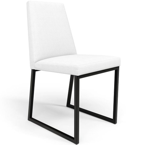 Cadeira Para Sala De Jantar Base Aço Industrial Preto Dafne L02 Corano Branco - Lyam Decor