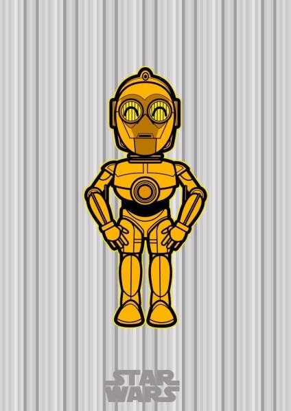 Kit 2 Quadros Star Wars C3PO e H2D2 - 2