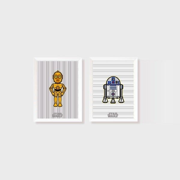 Kit 2 Quadros Star Wars C3PO e H2D2