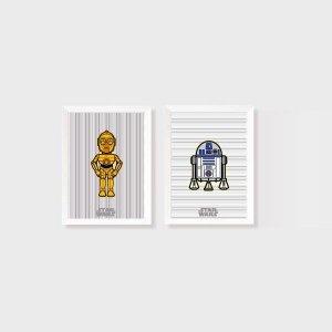 Kit 2 Quadros Star Wars C3PO e H2D2