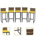 Ver imagem 1 de Kit 5 Banquetas Quadrada Junco Cappuccino para Balcão Ilha Cozinha Área Gourmet Bancada Piscina Bar