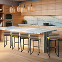 Ver imagem 6 de Kit 5 Banquetas Quadrada Junco Cappuccino para Balcão Ilha Cozinha Área Gourmet Bancada Piscina Bar