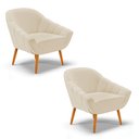 Ver imagem 1 de Kit 2 Poltronas Giovana Linho Areia A27 Pés Palito Castanho - D'Rossi