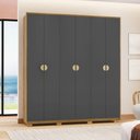 Ver imagem 1 de Guarda Roupa Casal 6 Portas 4 Gavetas Noronha - Nature/alasca
