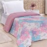 Edredom Solteiro Dupla Face Flacce Plush e Malha Rosa - 1
