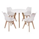 Ver imagem 1 de Mesa Laura 80cm Branca + 4 Cadeiras Leda - Branca