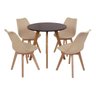 Mesa Laura 80cm Preta + 4 Cadeiras Leda - Nude - 1
