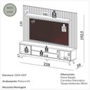 Ver imagem 2 de Rack para TV Ripado 75 228cm MDF com LED 2 Gavetas Nichos Off White com Freijó Dalla Costa Móveis