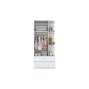 Ver imagem 3 de Guarda Roupa 2 Portas Labirinto C/ e 2 Gavetas Rústico/branco - Henn
