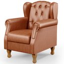 Ver imagem 1 de Poltrona Decorativa Para Sala De Estar Yara P02 Couríssimo Camel - Lyam Decor