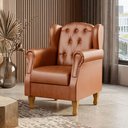 Ver imagem 1 de Poltrona Decorativa para Sala de Estar Yara P02 Couríssimo Camel - Lyam Decor