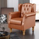 Ver imagem 5 de Poltrona Decorativa para Sala de Estar Yara P02 Couríssimo Camel - Lyam Decor