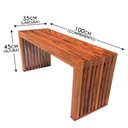 Ver imagem 2 de Banco Ripado em Madeira Artesanal Peroba para Jardim e Área de Piscina