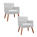 Ver imagem 1 de Jogo 2 Poltronas Decorativa Para Sala de Sala de Estar Cecília Suede Branco - LM DECOR