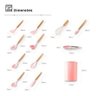 Kit Utensílios De Cozinha Cabos em Madeira e Silicone 11 Peças + Pote Organizador - Premium - - Rosa - 5