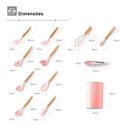Ver imagem 5 de Kit Utensílios De Cozinha Cabos em Madeira e Silicone 11 Peças + Pote Organizador - Premium - - Rosa