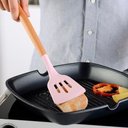 Ver imagem 3 de Kit Utensílios De Cozinha Cabos em Madeira e Silicone 11 Peças + Pote Organizador - Premium - - Rosa