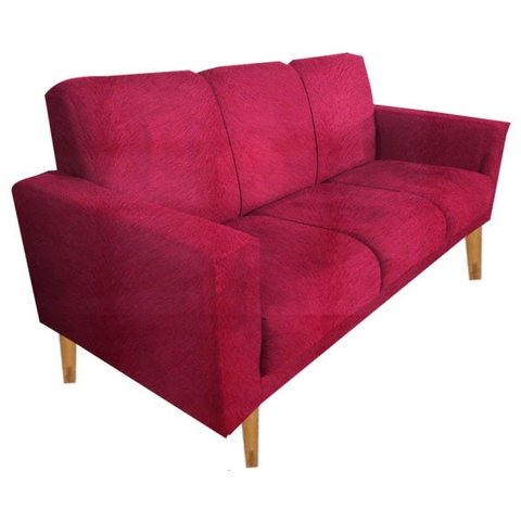 Sofá 3 Lugares Luana Vermelho Suede com Duas Almofadas