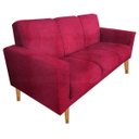 Ver imagem 1 de Sofá 3 Lugares Luana Vermelho Suede com Duas Almofadas