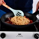 Ver imagem 6 de Kit Utensílios De Cozinha Cabos em Madeira e Silicone 11 Peças + Pote Organizador - Premium - - Verd
