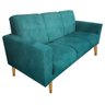 Sofá 3 Lugares Luana Turquesa Suede com Duas Almofadas - 1