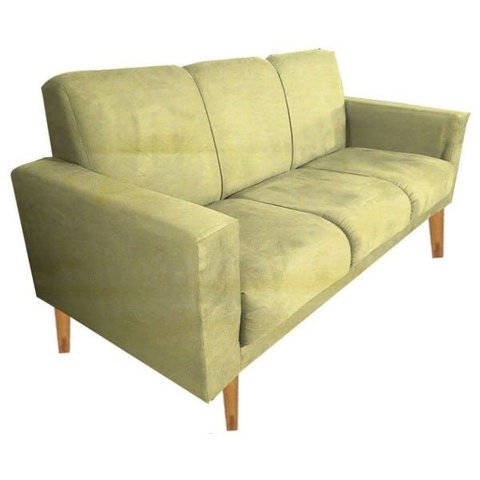 Sofá 3 Lugares Luana Amarelo Suede com Duas Almofadas