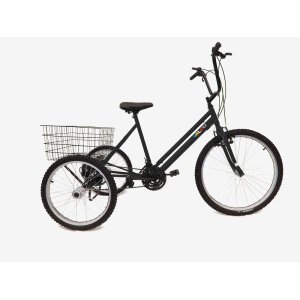 Triciclo aro 26 - 18 Marchas - Hiper Luxo - Várias Cores - Preto