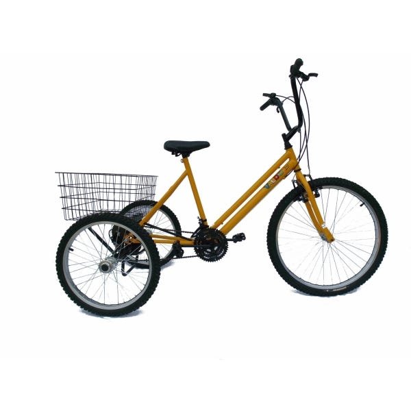 Triciclo aro 26 - 18 Marchas - Hiper Luxo - Várias Cores - Amarelo