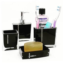 Kit Banheiro em Acrílico 4 Peças Lavabo Porta Sabonete - 2