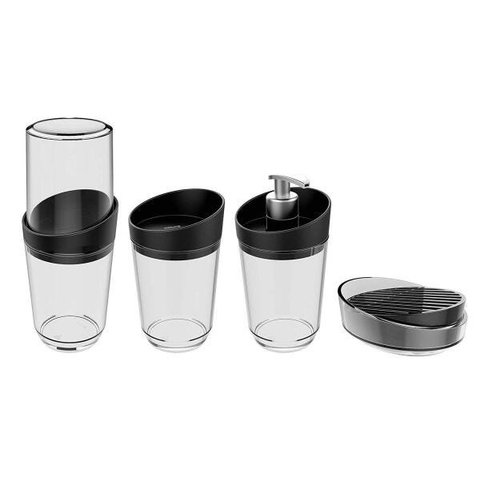 Kit Banheiro Completo 4 Produtos Transparentes Lavabo Crippo
