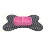 Kit Tapete Comedouro/bebedouro Duplo - Marrons e Rosa - 1