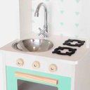 Ver imagem 4 de Kit Livro Mini Cozinha Infantil com Pia Fogão e Microondas - Verde Claro
