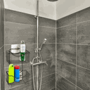 Ver imagem 2 de Porta Shampoo Duplo de Banheiro Suporte de Utensílios para Box Aço Preto Fixação por Adesivo Utimil