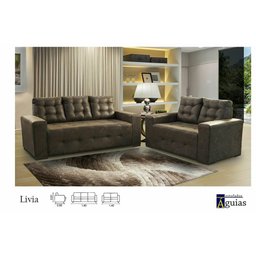 Conjunto Estofados Parana 2 e 3 Lugares Marrom - 1
