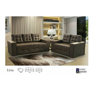Conjunto Estofados Parana 2 e 3 Lugares Marrom