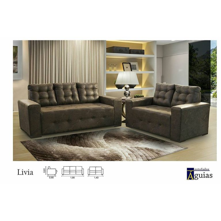 Conjunto Estofados Parana 2 e 3 Lugares Marrom