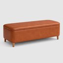 Ver imagem 1 de Puff Baú Bella 90cm Pés Madeira Courino Caramelo - Sallar Home