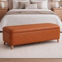 Ver imagem 2 de Puff Baú Bella 90cm Pés Madeira Courino Caramelo - Sallar Home
