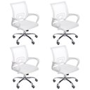 Ver imagem 1 de Kit 4 Cadeiras de Escritório Begonia Mesh Ergonômica Branco Branco