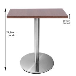 Mesa Beta em Inox 75 cm (Altura) com Tampo em MDP Quadrado 60 cm Imbuia - 5