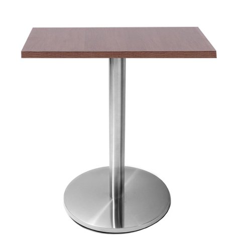 Mesa Beta em Inox 75 cm (Altura) com Tampo em MDP Quadrado 60 cm Imbuia