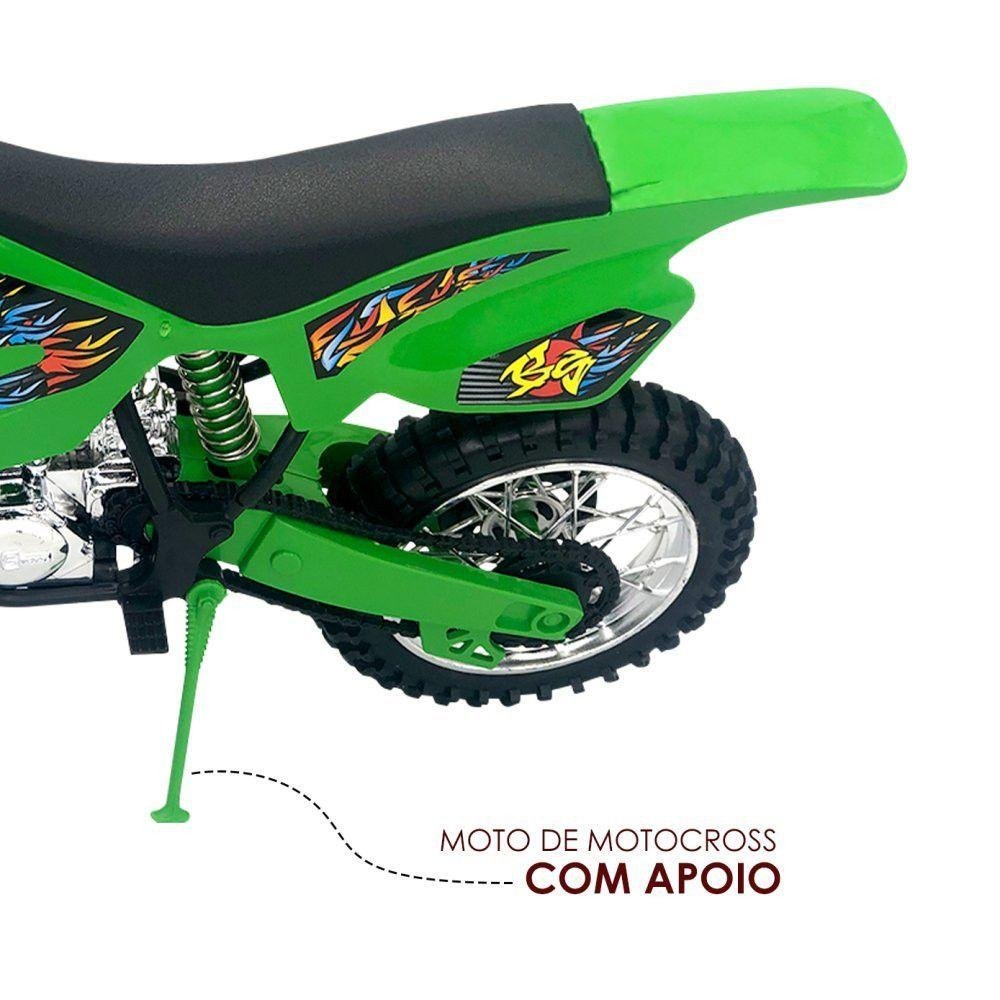 Moto de Motocross de Brinquedo com Apoio - Verde - 4