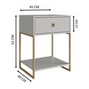 Ver imagem 3 de Mesa de Cabeceira Industrial 1 Gaveta 45x40x61cm P1026 Arenas Dourado Placa e Ponto