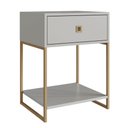 Ver imagem 1 de Mesa de Cabeceira Industrial 1 Gaveta 45x40x61cm P1026 Arenas Dourado Placa e Ponto