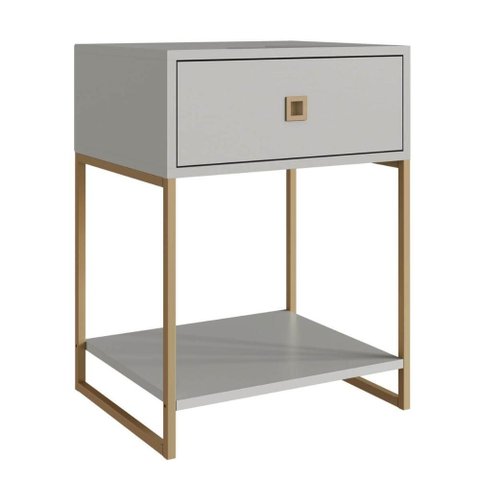 Mesa de Cabeceira Industrial 1 Gaveta 45x40x61cm P1026 Arenas Dourado Placa e Ponto