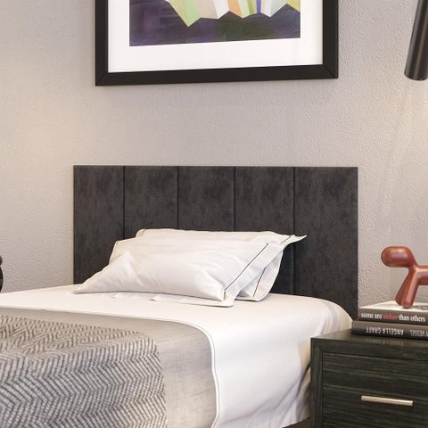 Cabeceira Modulada Estofada Adesiva Decorativa Solteiro 100cm - Preto
