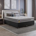 Ver imagem 6 de Cama Box Base Casal Bipartido Couro Preto + Colchão Life D33 Pillow Top Cinza - 61x138x188cm - e-
