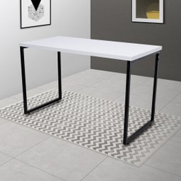 Mesa de Escritório Office Estilo Industrial Branco com pés Preto - 6