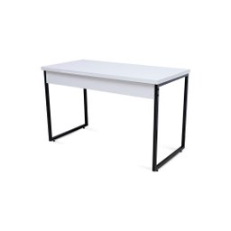Mesa de Escritório Office Estilo Industrial Branco com pés Preto - 1
