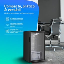 Frigobar Expositor Vertical Hq Vidro Duplo 95 Litros Preto Hq-95fbpv 127v - 6